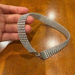 Silver Rhinestone Choker Necklace